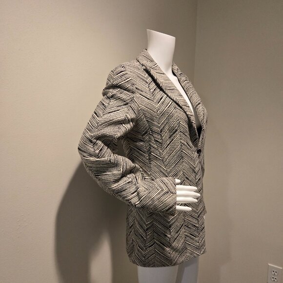 Vintage Valentino Miss V Chevron Striped Blazer Jacket Black White 6 - Picture 4 of 5